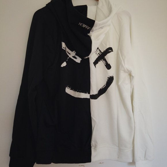 Doctor.M Smiley Pullover Hoodie Sweater Fashion Streetwear Black and White - Picture 1 of 6